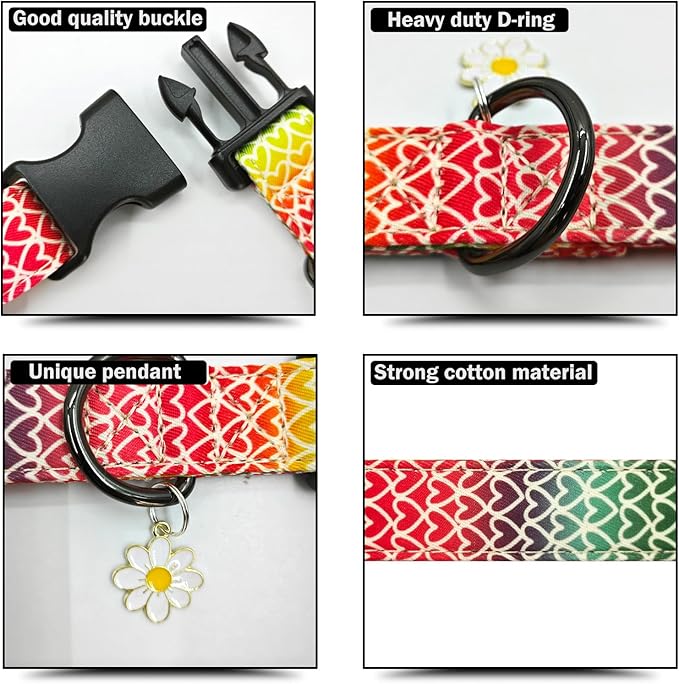 Colorful Heart Dog Collar with Pendant