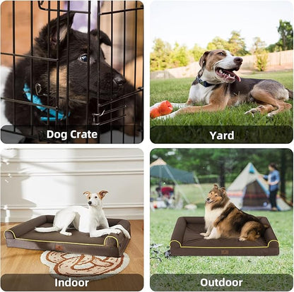 Hygge Hush 100% Waterproof Dog Bed 42"x30", Brown)