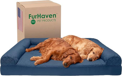 Furhaven Orthopedic Dog Bed for Large Dogs w/ Removable Bolsters & Washable Cover 125 lbs