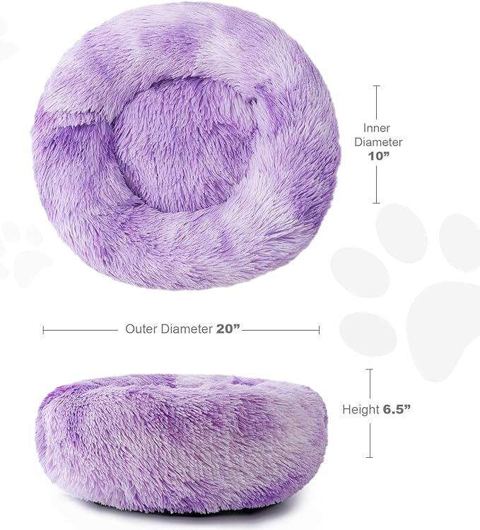 Aurako Cat Bed Dog Bed Round Cushion Pet 20" Purple