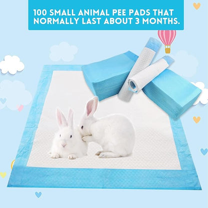 kathson 100 Pcs Rabbit Pee Pads,Bunny Pad Disposable Rabbits Diapers Super Absorbent Potty Training Pads for Guinea Pigs Hamsters Chinchillas Hedgehog Cat and Other Small Animals(18” x 13”)