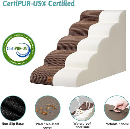 Dog Stairs for High Bed 23" H 15.7x33x22.6in, Brown, 5 Tiers