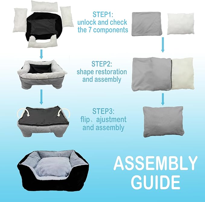 Dog Beds for Small Dogs (Black,27inch)