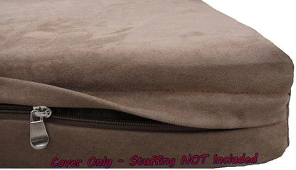 Dogbed4less DIY Pet Bed Pillow Brown Microsuede Duvet Cover and Waterproof Internal case for Dog at 55X37X4 Inch - Covers only