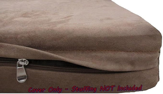 Dogbed4less DIY Pet Bed Pillow Brown MicroSuede Duvet Cover and Waterproof Internal Case for Dog and Cat at 35X20X4 Inch - Covers only