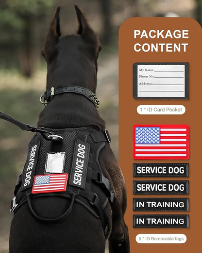 FAYOGOO Tactical Dog Harness for Large Dogs - Mesh Breathable Dog Harness Escape Proof with Handle - No Pull Military Service Dog Vest with Removable Patches for Walking,Training,Hiking