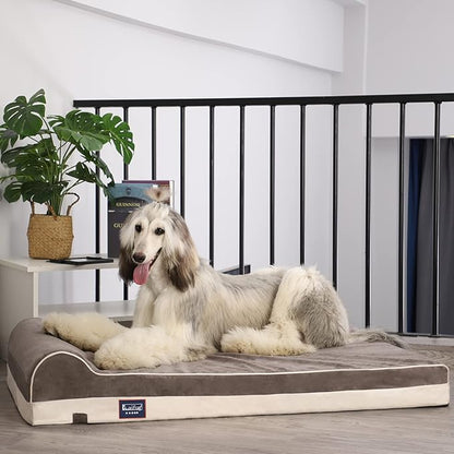 Laifug Orthopedic Memory Foam Extra Large Dog Bed with Pillow and Durable Water Proof Liner & Removable Washable Cover & Smart Design (Large (46"x28"x8")