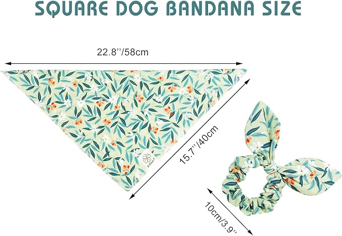 E-Clover Dog Bandanas & Matching Scrunchie Set Girl