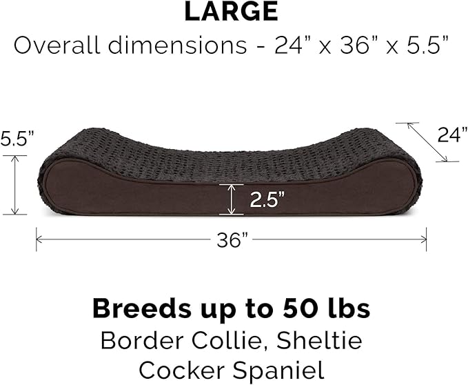 Furhaven Replacement Dog Bed Cover Ultra Plush Faux Fur & Suede Contour Luxe Lounger