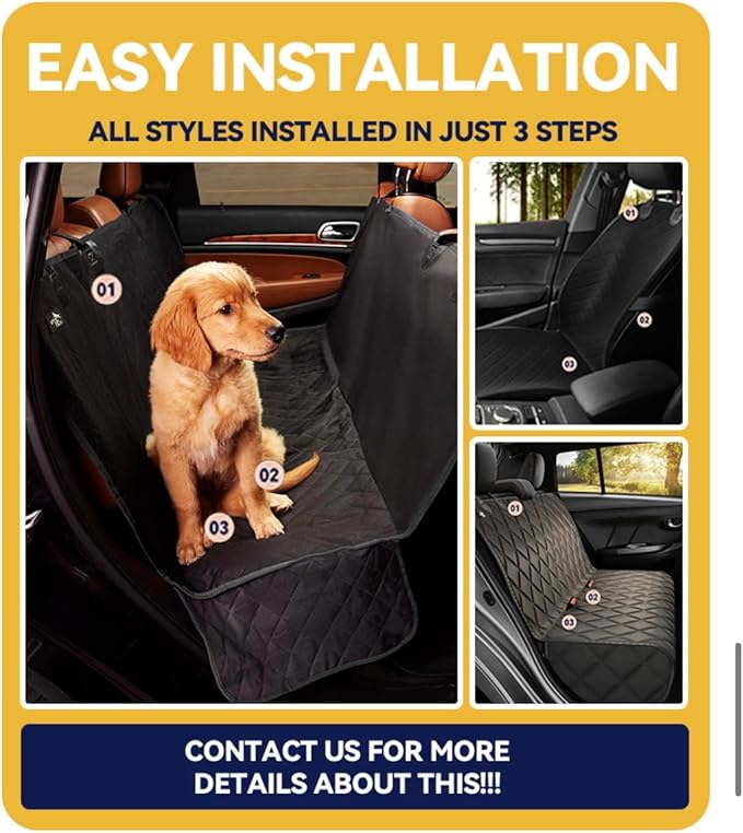 Car Seat Cover for Dogs Back Seat Waterproof 600 D 61 x 55.9 x 14.5