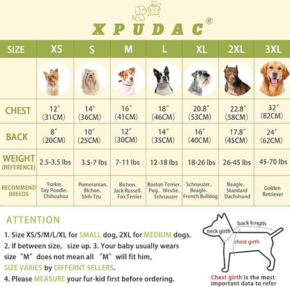 XPUDAC 4 Pack Dog Pajamas for Small Dogs, Dog Clothes for Dogs Boy Girl Strechy Soft Pet Jumpsuit, Cat Onesie-2X-Large