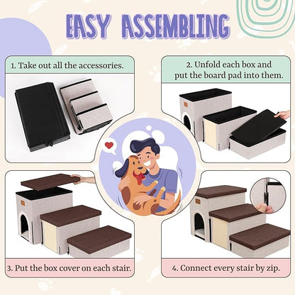 downluxe Dog Stairs for Small Dogs (3-Step Pet