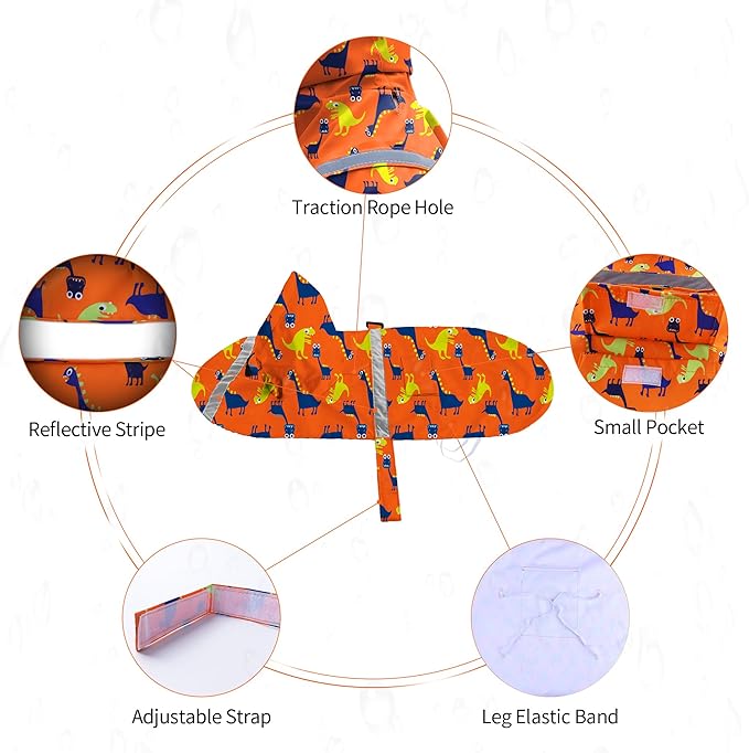 NACOCO Large Dog Raincoat Adjustable