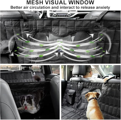 PLUTUS PET Dog Car Seat Cover for Back Seat with Side Flaps and Mesh Window