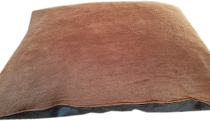 DIY Luxurious Brown Suede Coral Fleece Cover for Pet Bed or Pillow + Inner Half Waterproof Half Water Resistant Case for Small to Medium Dogs - COVERS ONLY Flat Style (Brown Fleece 36"x29")