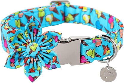 Summer Dog Collar with Flower 10-16in
