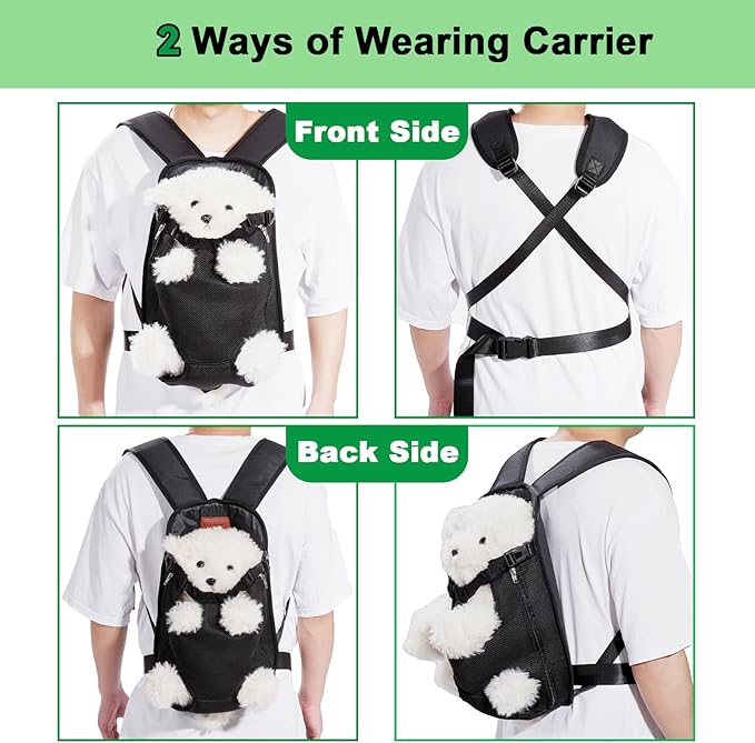 Dog Backpack Legs Out Dog Front Carrier Adjustable Front Facing Dog Carrier 3-5 Lbs, Black, Small