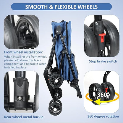 Pet Stroller for Cats/Dogs 4 Wheels 30lbs Small