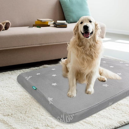 Waterproof Dog Beds for Large Dogs 38" x 26", Washable Large Dog Bed Pad or Outdoor Pet Bed, Memory Foam Dog Beds & Furniture, Grey Large Dog Mat for Sleeping