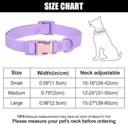Waterproof Dog Collar with Safety Metal Buckle