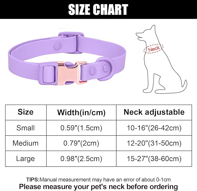 Waterproof Dog Collar with Safety Metal Buckle