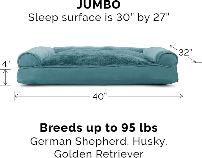 Furhaven Pillow Dog Bed for Large Dogs w/ Removable Bolsters & Washable Cover