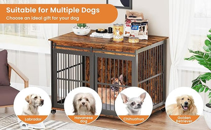 NicBex Dog Crate Furniture Dog Cage with Sliding Iron Doors and Lift Top
