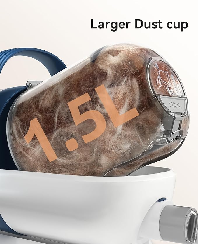 oneisall Dog Hair Vacuum & Dog Grooming Kit, Pet Grooming Vacuum with Pet Clipper Nail Grinder, 1.5L Dust Cup Dog Brush Vacuum with 7 Pet Grooming Tools for Shedding Pet Hair, Home Cleaning