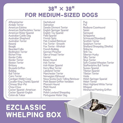 Whelping Box for Dogs Birthing Aluminum Alloy and 48"x48"x18")