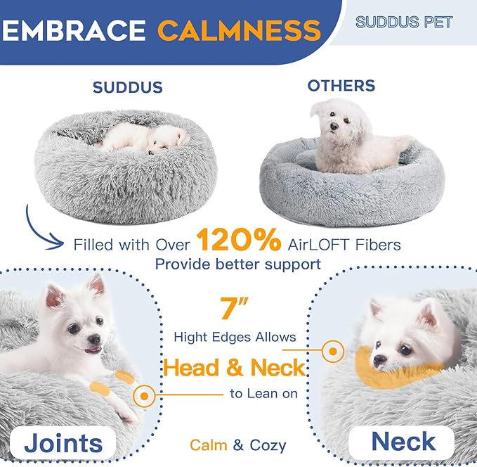 suddus Small Dog Bed with Blanket Attached 20''