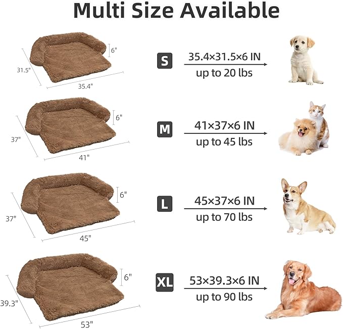 Calming Dog Bed Fluffy Plush Dog Mat for Furniture Protector with Removable Washable Cover for Large Medium Small Dogs and Cats (Extra Large (53x39.3x6)