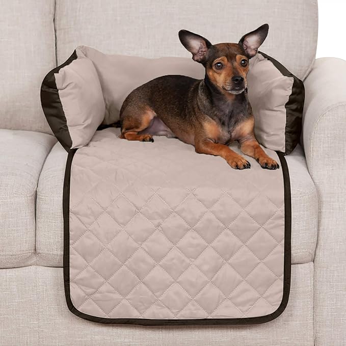 Furhaven Water-Resistant & Reversible 18" Wide Seat Cover Protector for Dogs & Cats, Perfect for Couches, Beds, & Car Seats - Sofa Buddy Bolster Seating Protector - Espresso/Clay, Small