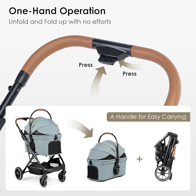 T6 Luxury Pet Stroller for Medium Dog Under 66lbs or 2 Small Dogs & Cats