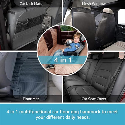 Lassie 4 in 1 Dog Floor Hammock for Crew Cab,100% Waterproof Backseat Cover Dog Seat Covers, Bench Protector for Ford F150, Chevy Silverado,GMC Sierra,Toyota Tundra,Ram 1500 Truck etc