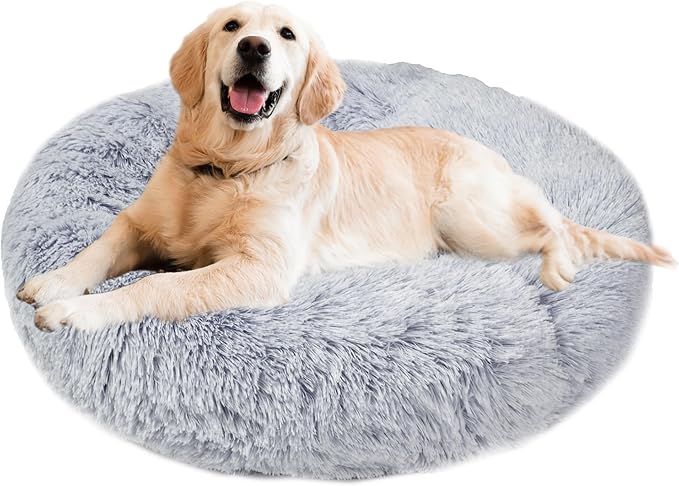 Aurako Cat Bed Dog Bed Round Cushion Pet 28" Light