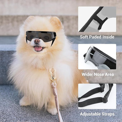 ENJOYING Dog Sunglasses Small Dog Goggles Anti-UV Doggy Glasses for Small Dogs Big Cats Impact/Wind/Dust/Fog Proof Puppy Eye Protection