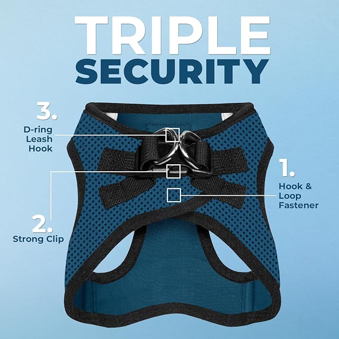 Voyager Step-in Air Dog Harness - All Weather Mesh Step in Vest Harness for Small and Medium Dogs and Cats by Best Pet Supplies - Harness (Blue/Black Trim), XX-Small