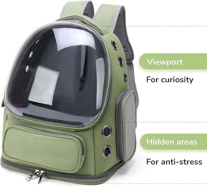 Cat Backpack Carrier for Cats and Small Dogs, Breathable Cat Bubble Backpack, Airline Approved Pet Travel Carrier for Hiking Camping & Outdoor(Green) 1