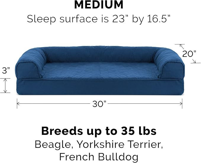 Furhaven Orthopedic Dog Bed for Medium/Small Dogs w/ Removable Bolsters & Washable Cover 35 lbs