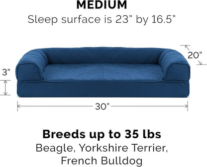 Furhaven Memory Foam Dog Bed for Medium/Small Dogs w/ Removable Bolsters & Washable Cover 35 lbs