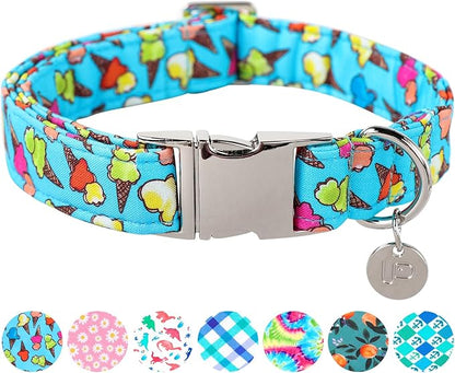 Ice Cream Summer Cotton Dog Collar with Metal