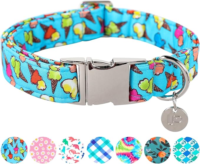 Ice Cream Summer Cotton Dog Collar with Metal