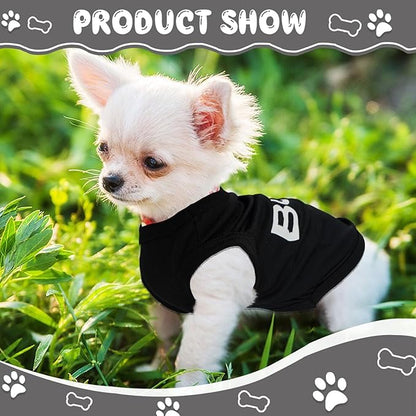 4 Pack Dog Clothes for Small Dog Black Puppy Clothes Soft Chihuahua Clothes K9 Boss Security Pattern Small Dog Shirt Summer Autumn Pet Clothing (Black, Small)