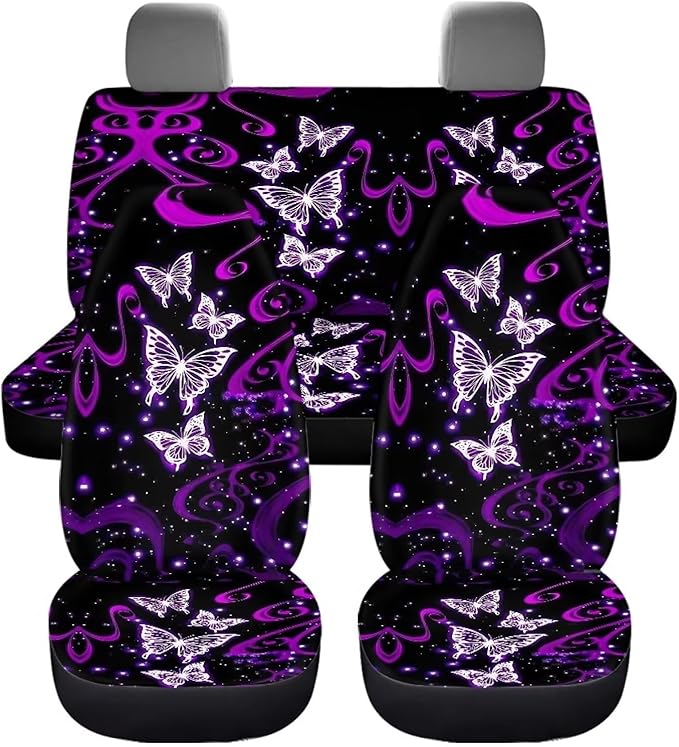 Purple Galaxy Butterfly Seat Covers for Cars 4pcs Auto