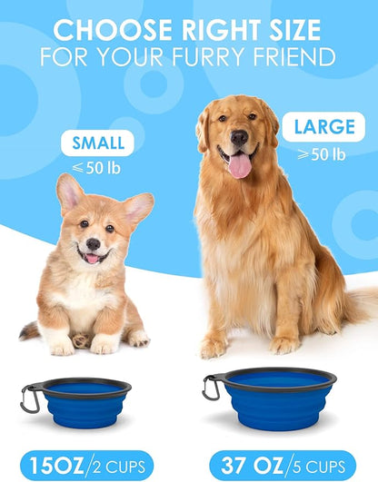 Aonkey Collapsible Dog Bowls with Bottle Carrier 2 Pack 15oz