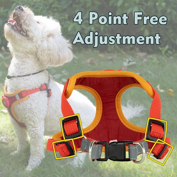 Cat Harness and Leash for Walking, Airtag Cat Harness and Leash Set with Airtag Holder for Small Large Cats, Puppies, Soft Nylon Adjustable-Escape Proof Reflective Cat Harness(Coffee Color, Medium)