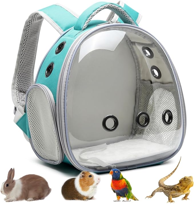 Portable Travel pet Backpack Carrier Hamster Bag Guinea Pig Bird small dog cat Backpack Turtle Carrier Rabbit Cage Rabbit Guinea Pig Squirrel Bearded Dragon Breathable Hangbag(green)