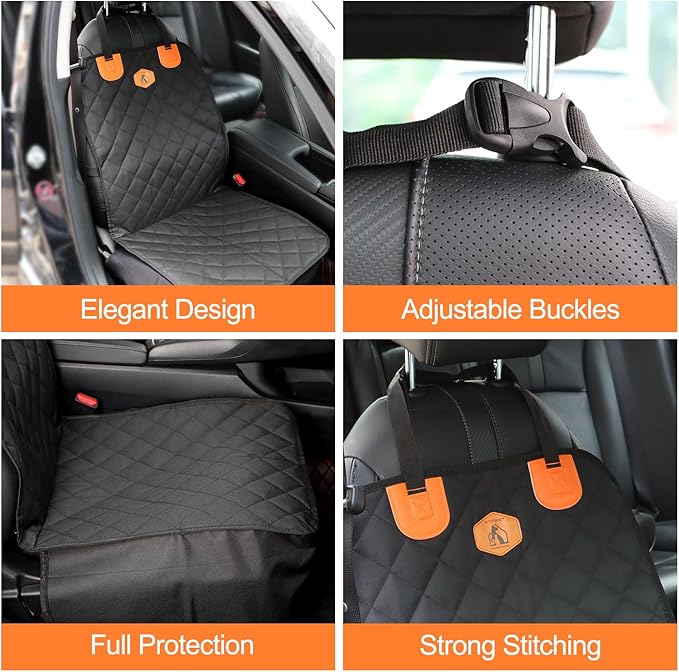 Dog Car Seat Cover Front Seat Protector Nonslip Scratchproof Durable & Padded Standard Pet Hair Resistant Blankets for Cars