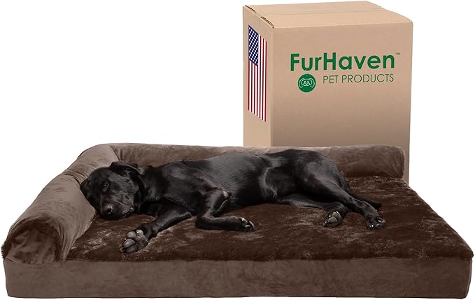 Furhaven Cooling Gel Dog Bed for Large Dogs w/ Removable Bolsters & Washable Cover 125 lbs