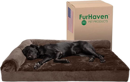 Furhaven Cooling Gel Dog Bed for Large Dogs w/ Removable Bolsters & Washable Cover 125 lbs